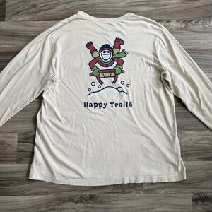 Life is Good Happy Trails Graphic Men's Long Sleeve T-Shirt Size XL